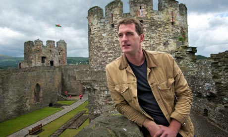    Dan Snow at Conwy Castle in Wales. Photograph: Howard Barlow for the Observer